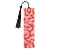 Fun Zombie Brain Organ Wooden Bookmark with Tassel Rectangle Book Marker for Book Lovers