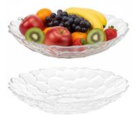 Funabridge 2 Pcs Glass Fruit Bowls, Modern Decorative Dessert Plate with Wave Edge, Multi-Functional Crystal Clear Serving Bowl for Fruit, Salad, Candy, Snack, 9.9 x 2.3 in