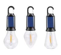 Funabridge 3 Pcs Camping Bulb Light, Solar Rechargeable Camping Lantern With Hook, Tungsten Bulb, Vintage Style, Waterproof Solar Mosquito Repellent Lamps For Outdoor