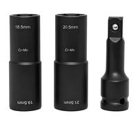 Funabridge 3 Pcs Double Head Impact Wrench Socket Set, Lug Nut Socket Compatible with Ford Land Rover, 1/2 in Drive, Extension Bar Included, Size Marked, Quick Tire Changes, Great Torque