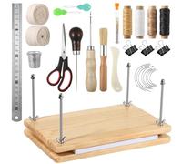 Funabridge 40-Piece Book Binding Kit, Wooden Press 11.6 X 7.7 Inches, Complete Diy Bookbinding Tools Set, Includes Bone Folder, Awl, Ruler, And Waxed Thread