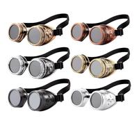 Funabridge 6-Pack Steampunk Goggles, Vintage Victorian Style Eyewear With Adjustable Strap, Round Lens Glasses For Halloween Cosplay & Party Accessories