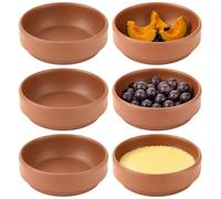 Funabridge 6 Pcs Terracotta Cooking Clay Bowls Set, 4.8 x 4.8 x 1.6 in Stackable Traditional Ceramic Bowls, Glazed Red Clay Serving Dishes for Rice, Eggs, Soups, Desserts, Restaurant