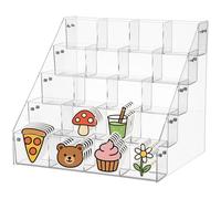 Funabridge Acrylic Sticker Display Stand with 20 Pockets, 5-Tier Clear Sticker Holder, 4 in Display Rack for Trading Cards, Pins, Business Cards, and Vendor Displays
