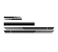 Funabridge Black Decorative Car Stickers, 5 Pcs Racing Stripe Decals, Cover Scratches, Universal Side Skirt, Hood, Rearview Mirror Decals
