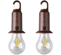 Funabridge Camping Lights 2 Pcs, Solar Usb Rechargeable, Portable Outdoor Vintage Led Light With Remote, Tent Hanging Light Bulb, Pendant Emergency Lighting Lantern For Patio