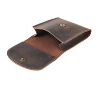 Funabridge Card Holder Wallet Brown Leather, Coin Purse Mini Snap Closure, Slim Pocket Bifold Wallet Bills, Leather Small Wallet Students and Everyday Carry