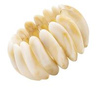 Funabridge Chunky Bangle Bracelets for Women, Creamy White Resin Stretch Bracelets, Vintage Jewelry, Bohemian Chic Resin Bangles, Lightweight Elastic Bracelet, 7 in, 18 cm