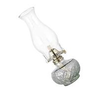 Funabridge Clear Glass Kerosene Lamp, 13.4 In / 34 Cm Tall, Vintage Oil Lamp, Adjustable Wick, Pattern Base, Metal Accents, Hurricane Oil Lamp For Home Decor, Parties