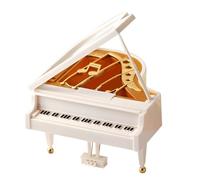 Funabridge Mini Grand Piano Music Box, Wind-Up Decorative Musical Jewelry Box, Compact Collectible Piano With Rose Pattern