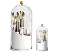 Funabridge Multifunctional Toothbrush Holder With Rotating Lid, 3 Slot Bathroom Organizer, Makeup Brush And Pencil Storage