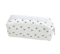 Funabridge Pencil Case, Large Capacity Black Bow, Cute Pen Pouch with Bowknot Pattern, Canvas Stationery Bag for Students, Roomy Portable Makeup Bag, 6.3 x 2.4 x 3.1 in / 16 x 6 x 8 cm