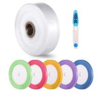 Funabridge Poly Tubing Roll With Ribbon & Scissors, 2 X 656' Tubing, Lei Packaging For Graduation, Food Storage Bags, Versatile Cutter For Toys & Components