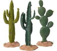 Funabridge Set Of 3 Realistic Faux Cactus Plants, 5.5-Inch Green Succulent Decor With Sand Base, Lifelike Desert-Inspired Indoor Decoration For Home And Office