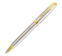 Funabridge Silver Metal Ballpoint Pen, Twist Action Business Gift, 1.0 Mm Bullet Tip for Smooth Writing, Comfortable Grip, Elegant Executive Pen with Exquisite Gold Accents