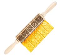 Funabridge Wooden Cookie Stamp Rolling Pin, Beech Wood Carved Biscuit Maker, Vintage Pattern Press For Kids And Adults, Ideal For Festivals And Special Occasions
