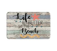 Funacola Life is Better at The Beach Retro Bathroom Rugs Soft Bath Mat Big Rustic Wood Vintage Non Slip Absorbent Indoor Floor Rug Kitchen Mats for Home Bedroom Decor, 31.5x19.5 Inches