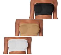 FunAloe 3 Pieces Strapless Bandeau Bra for Women UK Sales,Tube Top Bralette, Longline Bra Bralettes Comfort Bras, Strapless Bra, Front Fastening Bras for Women, Plus Size Bra Clearance
