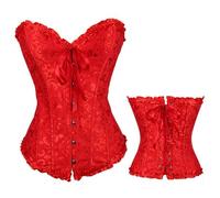 FunAloe Black and Red Corset,Overbust,Katherine Pierce Costume,Party Halloween Costume,Bodyshaper,Lace Corset Top,Basques and Suspenders,Top,Lingerie,Shapewear