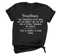 FunAloe Boho Tops,Letter Printed Graphic Tee,Going Out Tops,Short Sleeve Blouse,Tee Shirts for Women UK,Longline Tops,Plus Size,Women Crewneck T-Shirt,Bardot Tops for Women UK