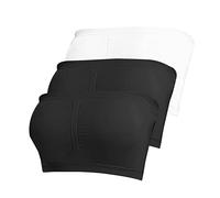 FunAloe Bras for Women 3Pc Strapless Bras for Bigger Bust Comfort Bra for Large Breasts Plus Size Bralettes UK Women Stretch Bra Summer Bandeau Bra Wireless Bra (with Chest Pad) Black 6XL