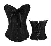 FunAloe Corset Black,Bodyshaper,Shapewear,Overbust,Party Halloween Costume,Top,Lingerie,Burlesque Costume,Women's Bustiers and Corsets,Lace Up Corset