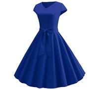 FunAloe Evening Dresses V Neck Cocktail Party Dresses Plain Color Women's 1940S Clothing A Line Audrey Hepburn Rockabilly Prom Dress Plus Size Pleated Swing Vintage Plus Size Occasion Dresses