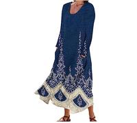FunAloe Maxi Dresses Plus Size T Shirt Dress Linen Summer Dresses Women Dresses Women Boho Long Dress Womens Tank Dress Indian Dresses Long Sleeve Printed with Pockets