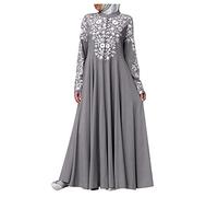 FunAloe Muslim Dresses for Women Sales Women's Kaftan Abaya Dress Muslim Long Sleeve Self Tie Flowy Maxi Dress Islamic Evening Gown Kaftan Arab Jilbab Clearance