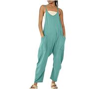 FunAloe Stretchy Jumpsuit, Wide Leg Jumpsuit for Women UK, Seamless Jumpsuit, Summer Jumpsuit, Casual Jumpsuit Sling Pocket Jumpsuit, Oversized Jumpsuits, Summer Jumpsuit Sales , A2 Mint Green, XXL