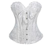 FunAloe White Corset Top,Women's Bustiers,Lace Corset,Lingerie,Lara Croft Costume,Basques for Women Plus Size,Shapewear,Overbust,Top,Bodyshaper,Gothic Satin Bridal Party Halloween Costume