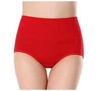 FunAloe Womens Briefs,Ladies Full Brief,Panties,Underwear Control Tummy,Super High Waisted Knickers,Stretchy Hip Lifting,Cotton Pants,Knickers Size 16,Underwear Red Size 12