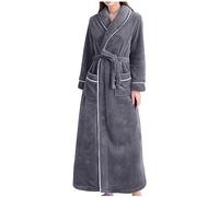 FunAloe Womens Dressing Gowns UK Ladies Fleece Bath Robes Fuzzy Flannel Dressing Gown Fluffy Super Soft Bathrobe Plush Loungewear Long Robe