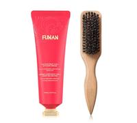 FUNAN 3-in-1 Hair Styling Cream, Non-Greasy for for Flyaways, Curl Defining & Shine, with Slick Back Boar Bristle Brush Creates Smooth Styles and Defines Curls, for Women & Kids