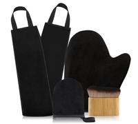FUNAN Self Tanning Application Kit, 4-Piece Set with Back Applicator, Mini Mitt, Tanning Mitts and Ultra Soft Self Tanner Brush Bamboo Kabuki Brush, Black