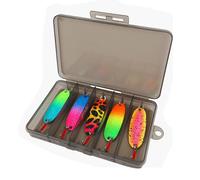 FUNANASUN Spoons Trout Set, 5 Pieces 6 g 5.2 cm Blinker Trout with Box, Trout Bait Set with Treble Fishing Hooks, Blinker Fishing, Trout Fishing, Fishing Lure for Trout, Char and Bass