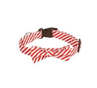 FUNAT Dog Plaid Collar Dog Bow Tie, Swallowtail Butterfly Dog Collar, Christmas Pet Collar, The Red and White Striped Collar Is Suitable for Medium to Large Dogs