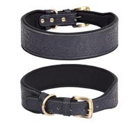 FUNAT Outdoor Large Dog Collar, Space Cotton Lined Dog Neck Collar, Printed Leather Pet Collar, PU Leather Collar for Medium And Large Dogs