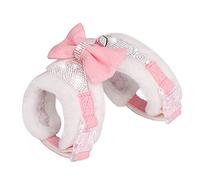 FUNAT Plush Chest Straps for Dogs, Rhinestone Winter Dog Harness, Vest Bow Harness for Small Medium Dogs