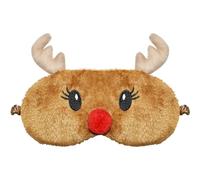 FUNAUPGO Christmas Reindeer Sleep Mask Cute Animal Rudolph Sleeping Mask Eye Mask Soft Plush Blindfold Funny Eye Cover Eyeshade for Kids Adults Girls Boys Women Men (Reindeer, Brown)