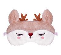 FUNAUPGO Christmas Reindeer Sleep Mask Cute Animal Rudolph Sleeping Mask Eye Mask Soft Plush Blindfold Funny Eye Cover Eyeshade for Kids Adults Girls Boys Women Men (Reindeer, White)