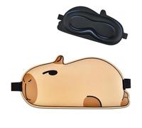 FUNAUPGO Cute Capybara Sleep Mask Eye Mask Funny Animal 3D Contoured Sleeping Mask Soft Breathable Blindfold Travel Eye Cover Eyeshade for Kids Adults Girls Boys Women Men (Capybara, Brown)