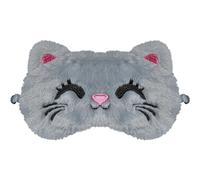 FUNAUPGO Cute Cat Sleep Eye Mask Funny Animal Kitten Sleeping Mask Soft Plush Blindfold Travel Eye Cover Eyeshade for Kids Adults Girls Boys Women Men (Cat, Gray)