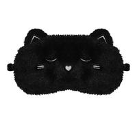 FUNAUPGO Cute Cat Sleep Mask Eye Mask Funny Animal Kitten Sleeping Mask Soft Plush Blindfold Travel Eye Cover Eyeshade for Kids Adults Girls Boys Women Men (Cat, Black)