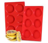 FUNBAKY Silicone Egg Sandwich Molds, 3 Inch Muffin Top Pan Non Stick Egg Mold for Breakfast Sandwiches, 2 Pack Whoopie Pie Pan, Circle Egg Mold for Baking English Muffins, Egg Sandwich, Whoopie Pies