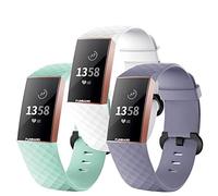 FunBand Strap Compatible with Fitbit Charge 3/Charge 4 Strap Bands,Classic Edition Soft Silicone Sport Adjustable Replacement Accessory Bracelet Straps Compatible with Fitbit Charge 3/Charge 4