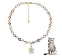 FunBegin Cat Dog Necklace Collar with Pearls Rhinestones Elegant Bling Diamond Stylish Accessories for Pet Puppies Medium