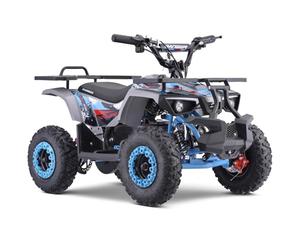 FunBikes Ranger 1000W Premium Nardo Grey/Blue Kids Electric Mini Quad Bike - 36V Hi-Torque Motor, 3 Speed Modes (Up to 13mph), LED Headlights, Disc Brakes, Removable Battery