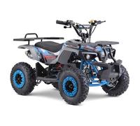FunBikes Ranger 50cc Premium Nardo Grey/Blue Kids Petrol Mini Quad Bike - 4-Stroke Engine, Easy Pull Start, Front & Rear Racks, Off-Road Tyres