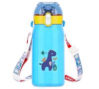 FunBlast 530 ML Kids' Dinosaur Cartoon Insulated Stainless Steel Water Bottle, Double Wall Vacuum Insulated, Leak Proof, BPA Free